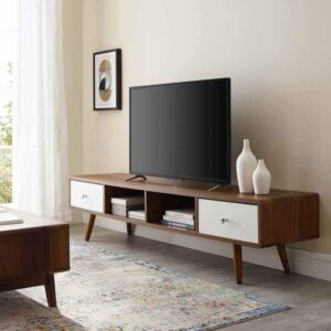Meuble TV 2 portes 160cm marron blanc – MTU7