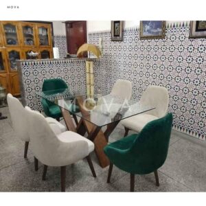 Table à manger en verre et 6 chaises