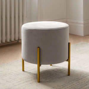 Tabouret rond en velours gris