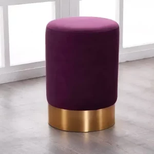 Pouf cylindrique velours mauve