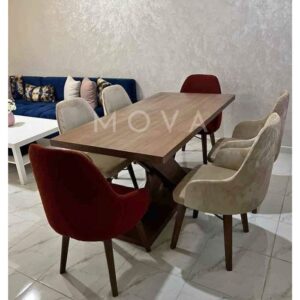Table bois 160/80cm - 6 chaises